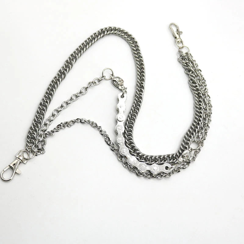 Silver Punk Waist Chain Belt for Men - Cool Rock Metal Jeans Chain