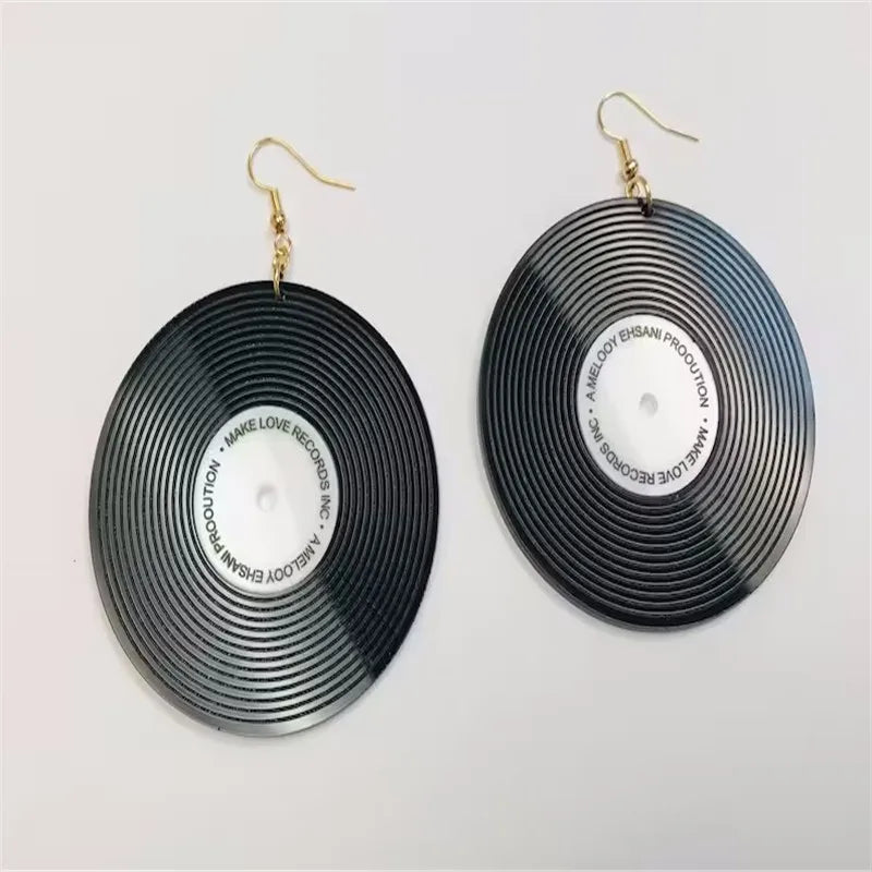 Vinyl Earrings, Phonograph Record Earrings, Disc Earrings, Acrylic Earrings, Retro Disc Earrings, DJ Gift, Hip hop Earring