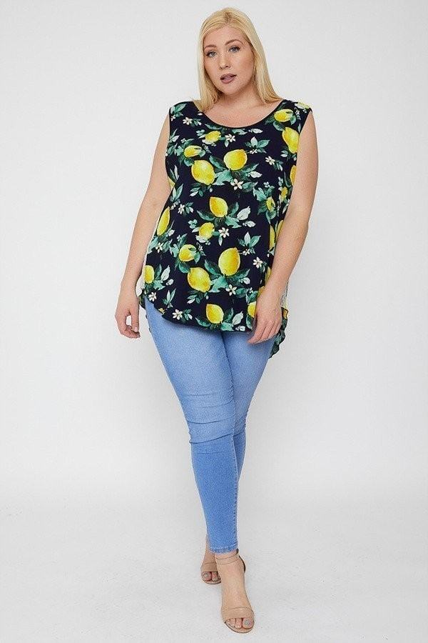 Plus Size When Life Gives You Lemons High-low Hemline Sleeveless Top