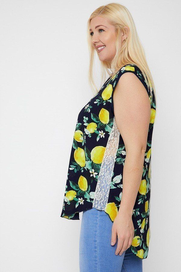 Plus Size When Life Gives You Lemons High-low Hemline Sleeveless Top