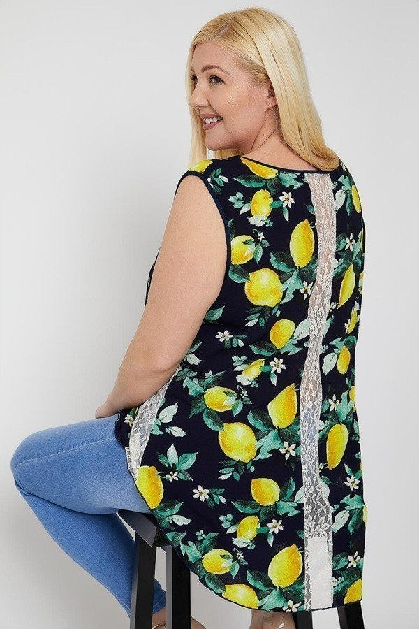 Plus Size When Life Gives You Lemons High-low Hemline Sleeveless Top