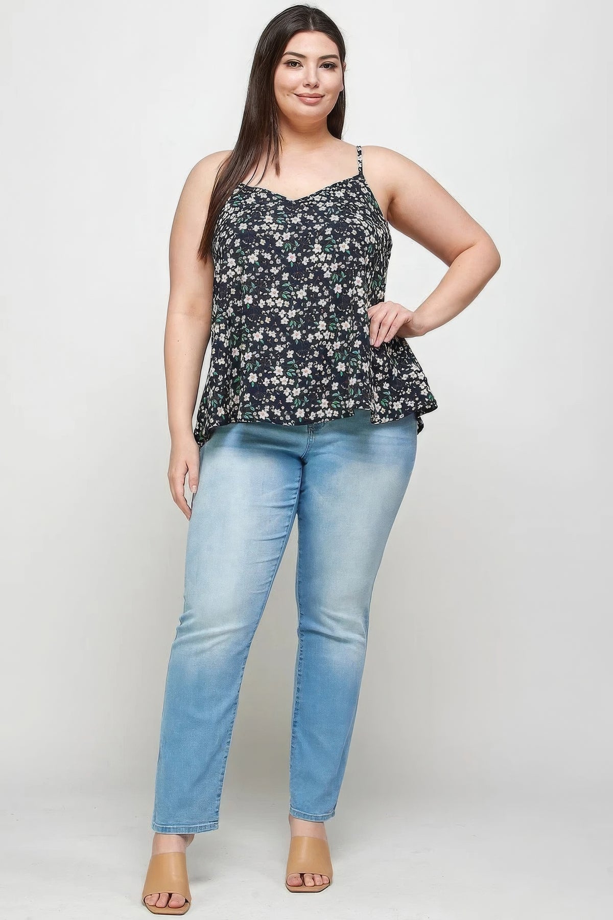 Plus Size, All Over Floral Print Cami Top