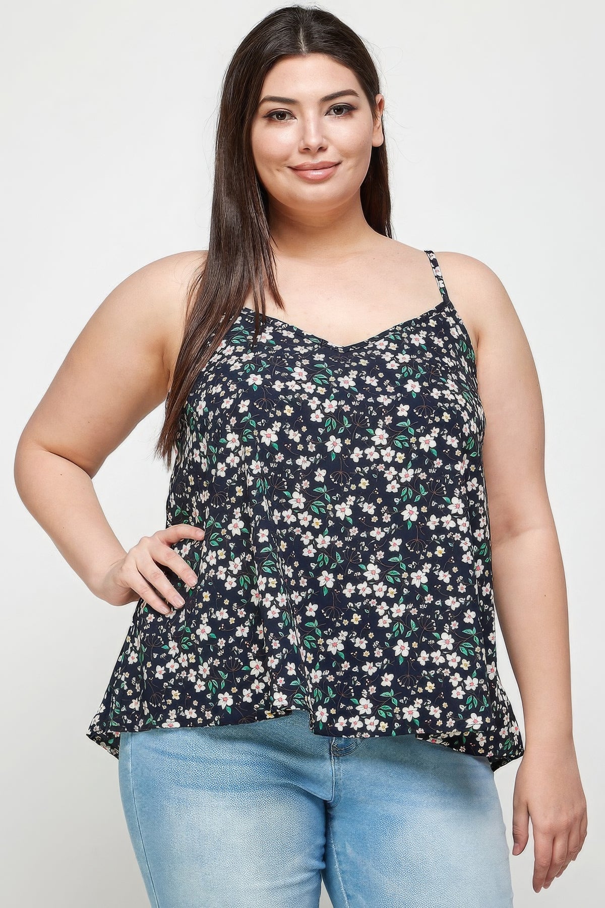 Plus Size, All Over Floral Print Cami Top