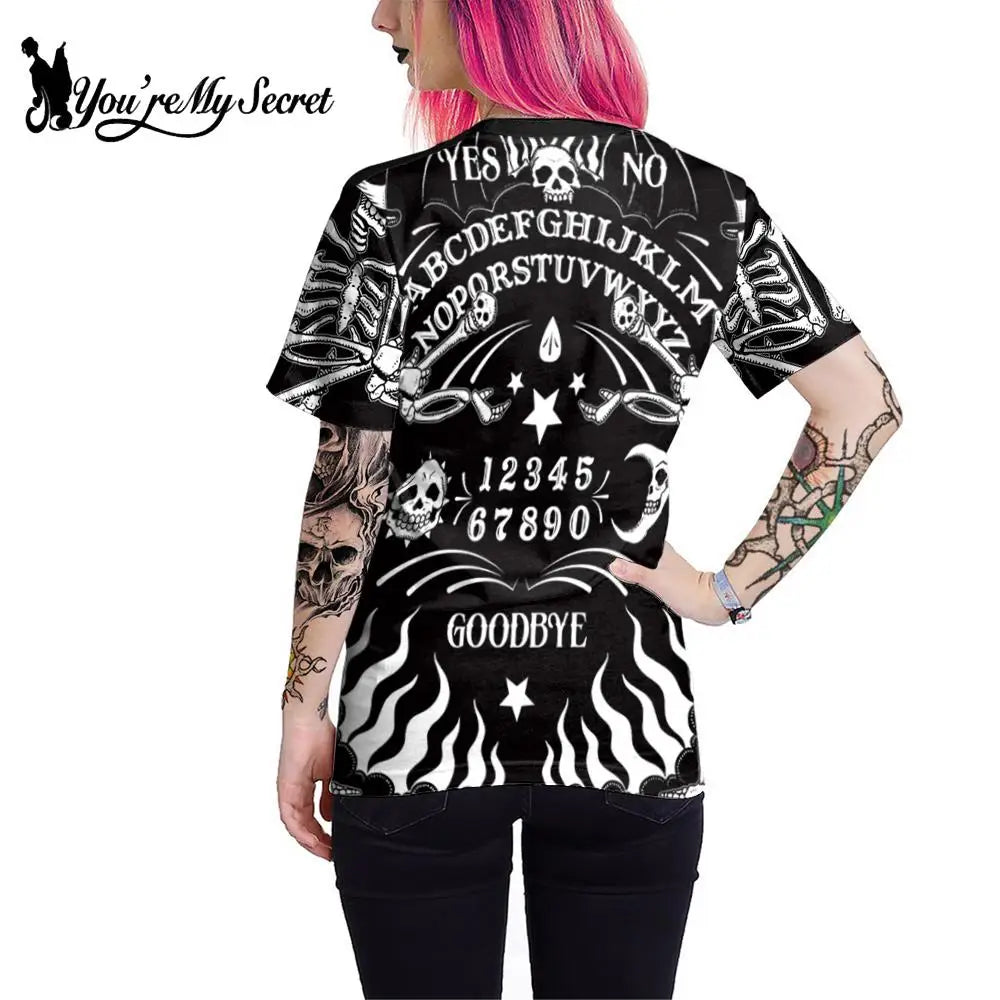 [Youre My Secret] New Fashion Ouija Board Female T-Shirt Witchcraft Tee Gothic Style Black Top Women's Horror Street T-Top XXL