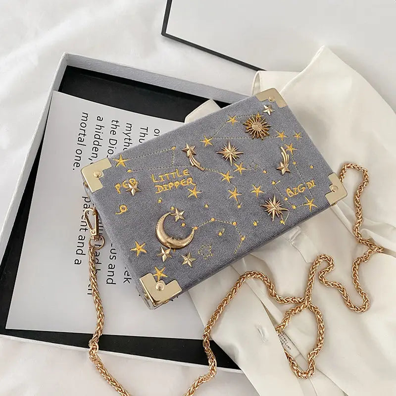 Velvet Small Square Bag For Women 2022 New Korean Embroidery Fashion Versatile Chain Single Shoulder Messenger Box Bag