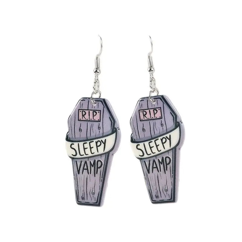 Fashion Pastel Goth Halloween Coffin Creative Dangle Earrings - Lovely Jewelry Gift for Girls and Women's Birthday