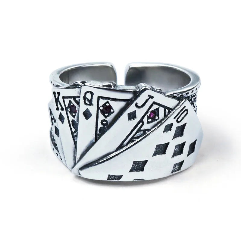 Punk Poker Rings: Funny Goth Hip Hop Fashion for Women and Men, Ideal Couple Gift Jewelry