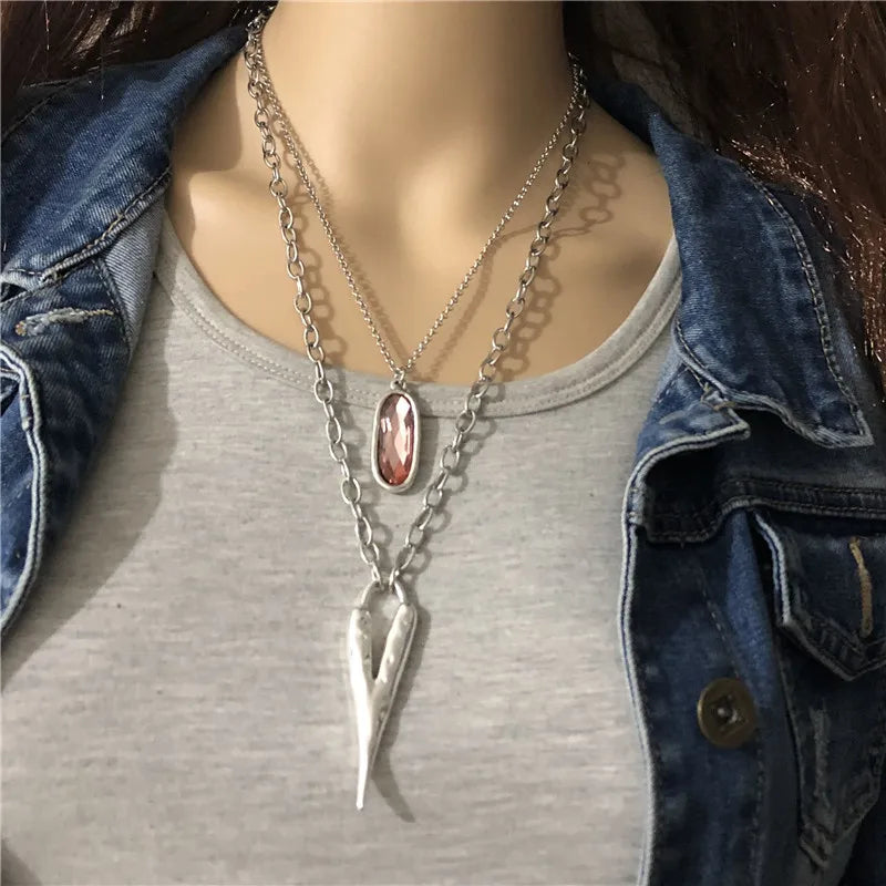 Anslow Original Design Style Fashion Jewelry Pubk Rock Large Heart Chain Women Necklace For Party Engagement Gift  LOW0028AN