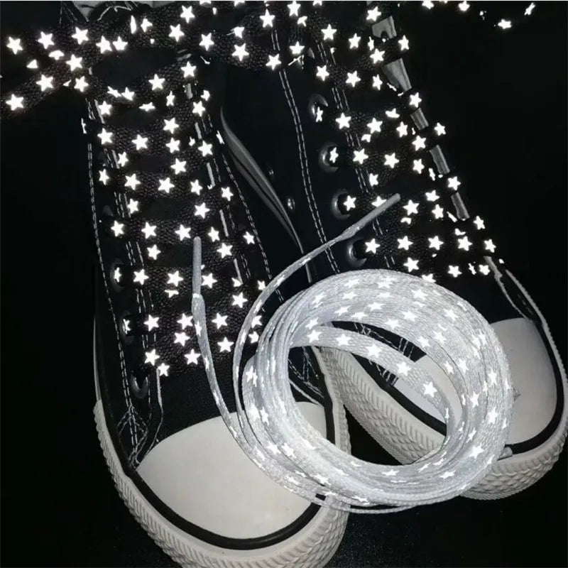 Holographic Reflective Star Shoelaces | Double-sided High-Bright Luminous Flat Sneakers ShoeLaces