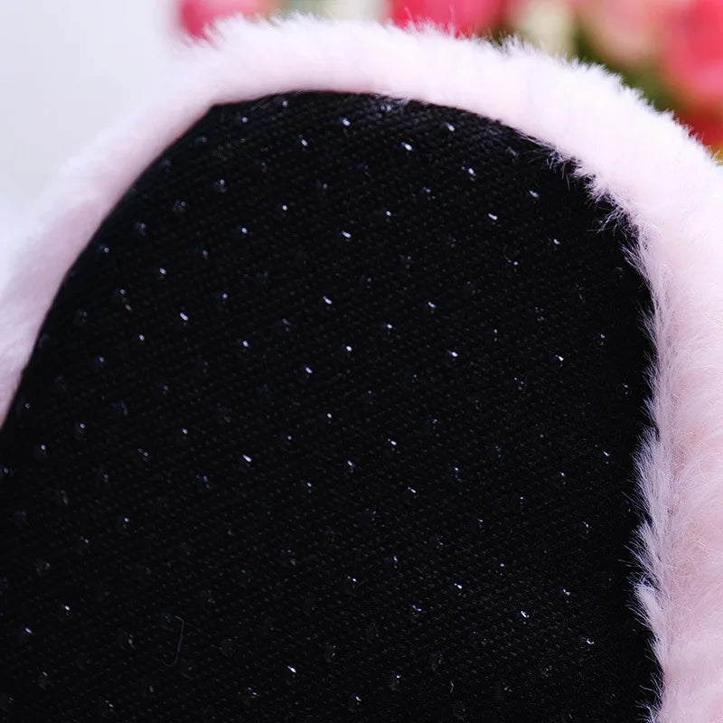 Cute Cartoon Alpaca Indoor Slippers for Women – Winter Home Floor Shoes with Warm Faux Fur, Soft Sole Slides