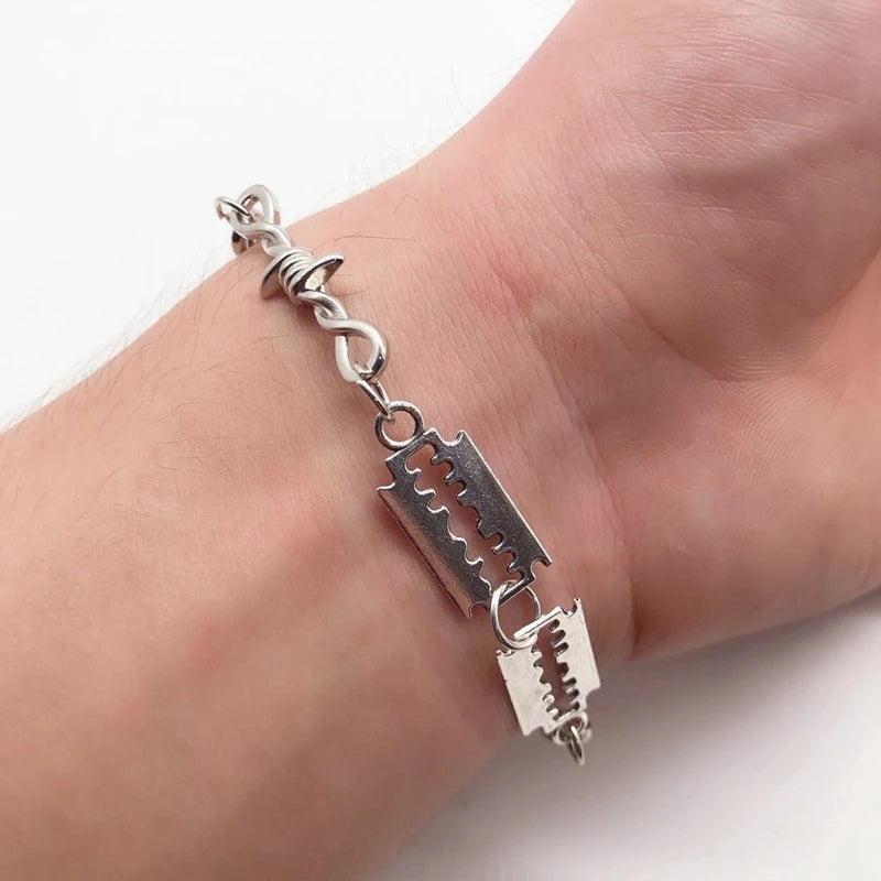 Small Wire Brambles Iron Alloy Unisex Bracelet | Women’s Hip-Hop Gothic Punk Blade Barbed Wire Thorns Bracelet | Unique Gifts