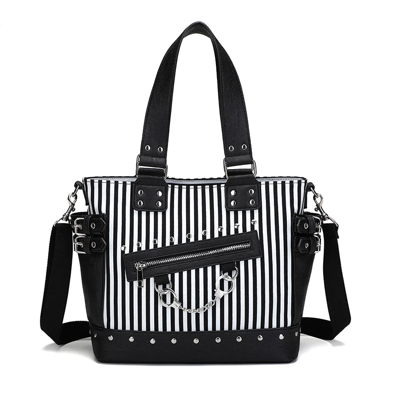 Punk Gothic Luminous Strip Handbag Messenger Shoulder Bag - Women’s Crossbody Canvas Tote