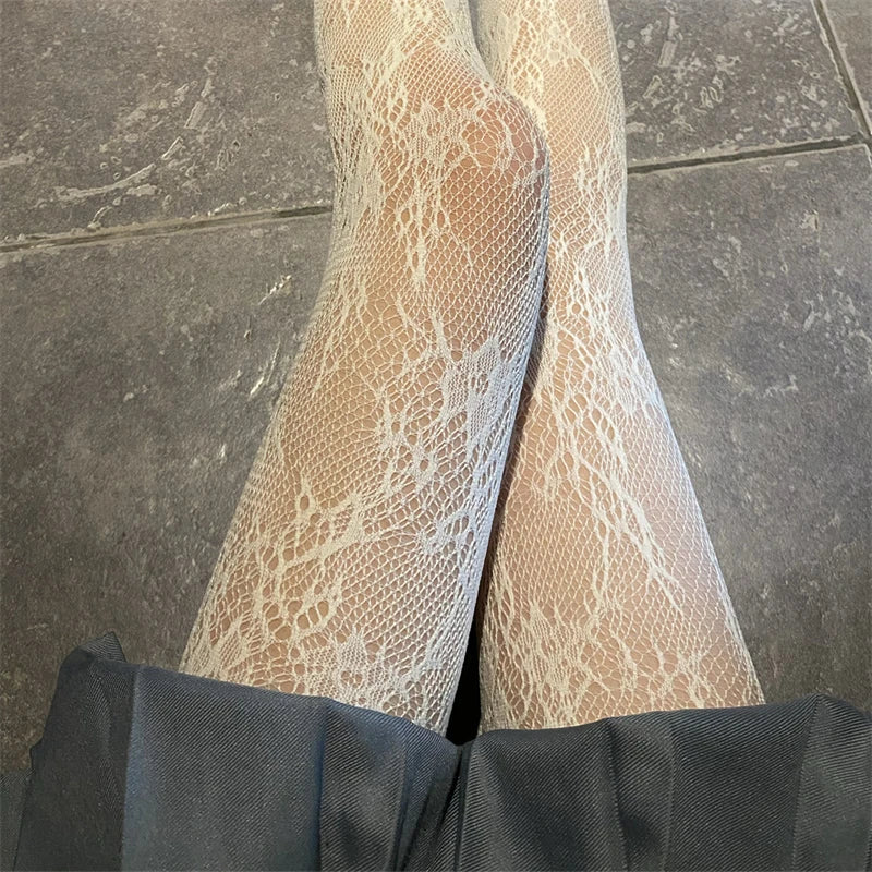 Women's Rattan Sexy Stockings - New Club Party Anti-Snagging Flowers Tights, Fishnet Mesh Pantyhose