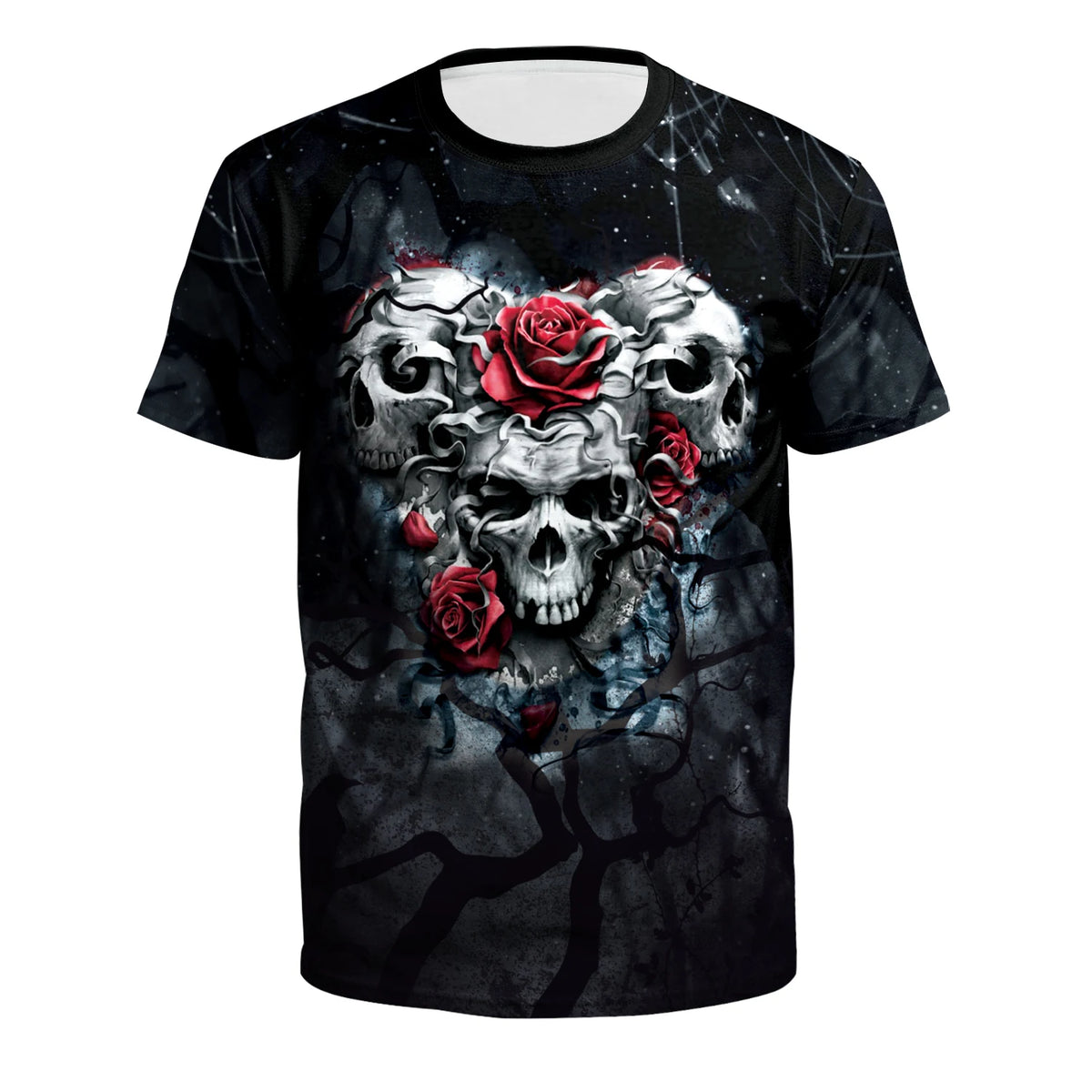 [You're My Secret] New Short Sleeve Tee Gothic Grunge Skull Printed T-shirt Casual O-neck Loose Tops Unisex Clothes 2024 Summer