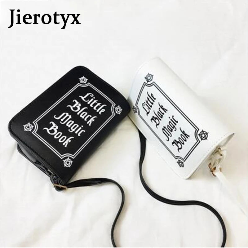 JIEROTYX Letter Print Shoulder Bag Rock Designer Purse Female Small Crossbody Bag PU Leather Mini Ladies Punk Bag Crossbody Bag