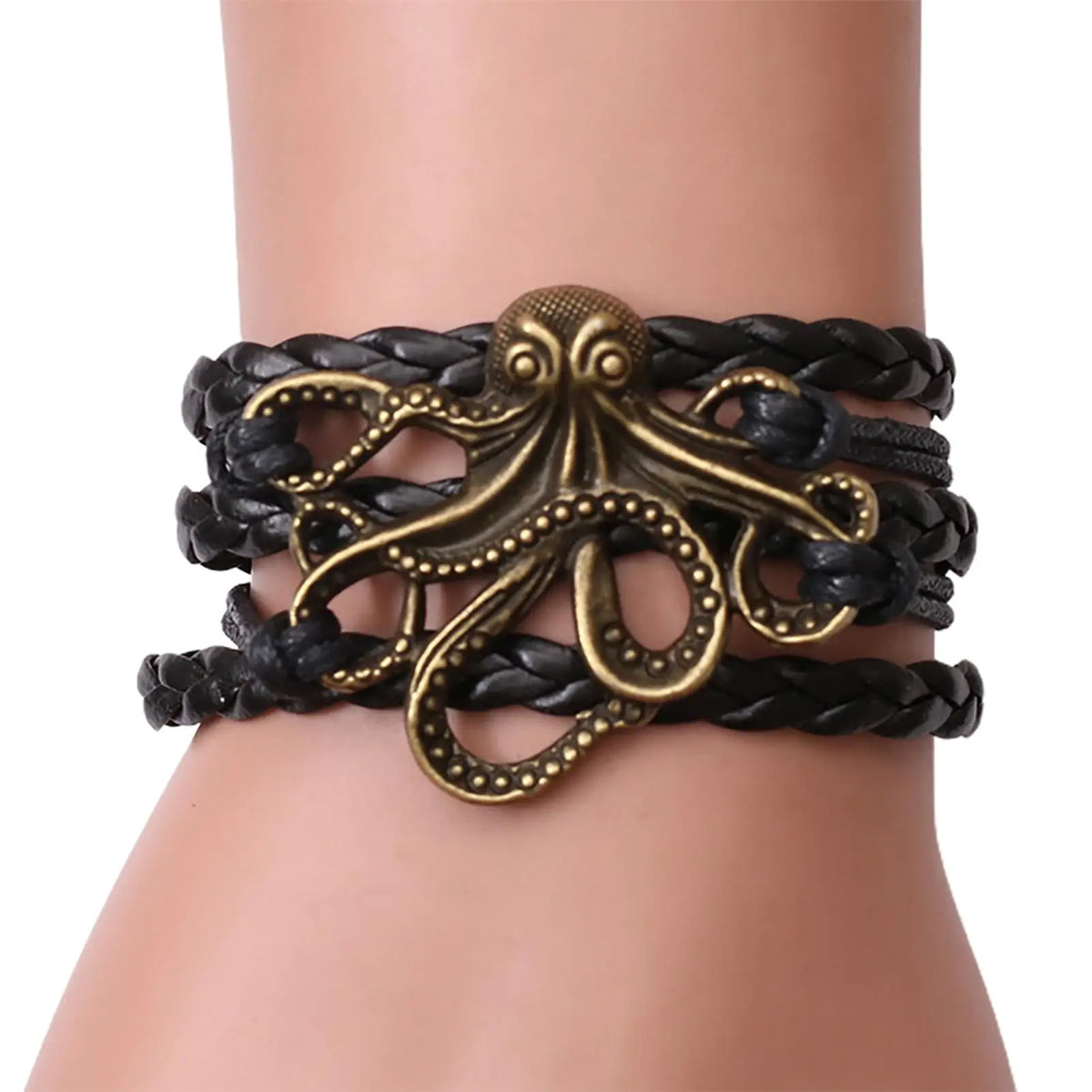 Cool Hip Hop Bronze Octopus Bracelet – Men's Link Chain Punk Rock Bangle, Party Accessories