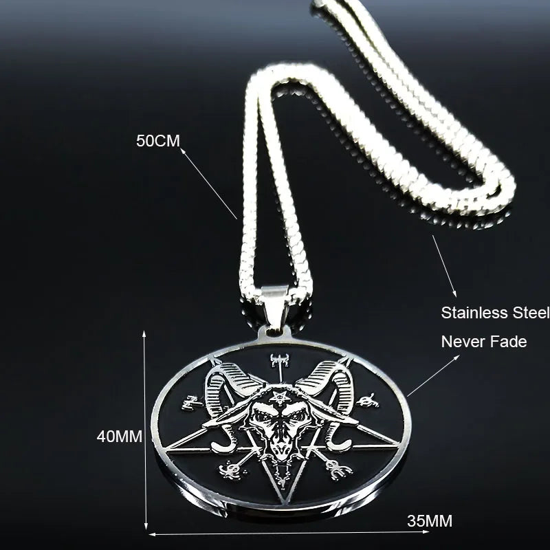 2024 Fashion Sheep Head Satan Stainless Steel Necklaces Men Black Enamel Necklace Chain Jewelry Gift Jewelry bisuteria N7524S03