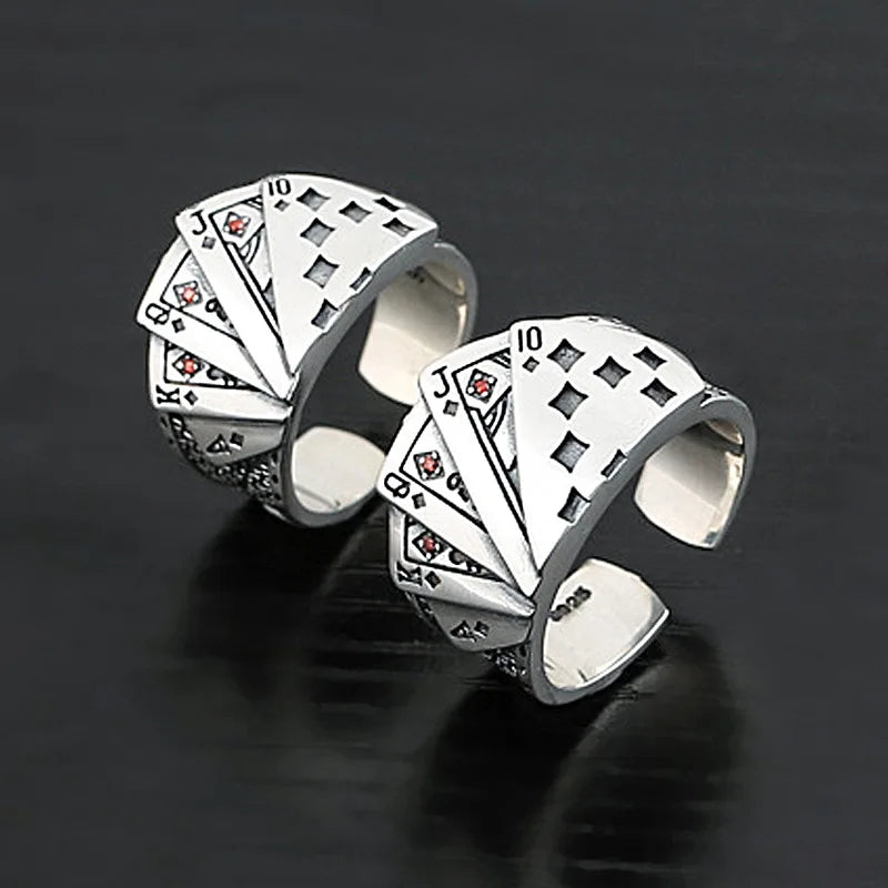 Punk Poker Rings: Funny Goth Hip Hop Fashion for Women and Men, Ideal Couple Gift Jewelry