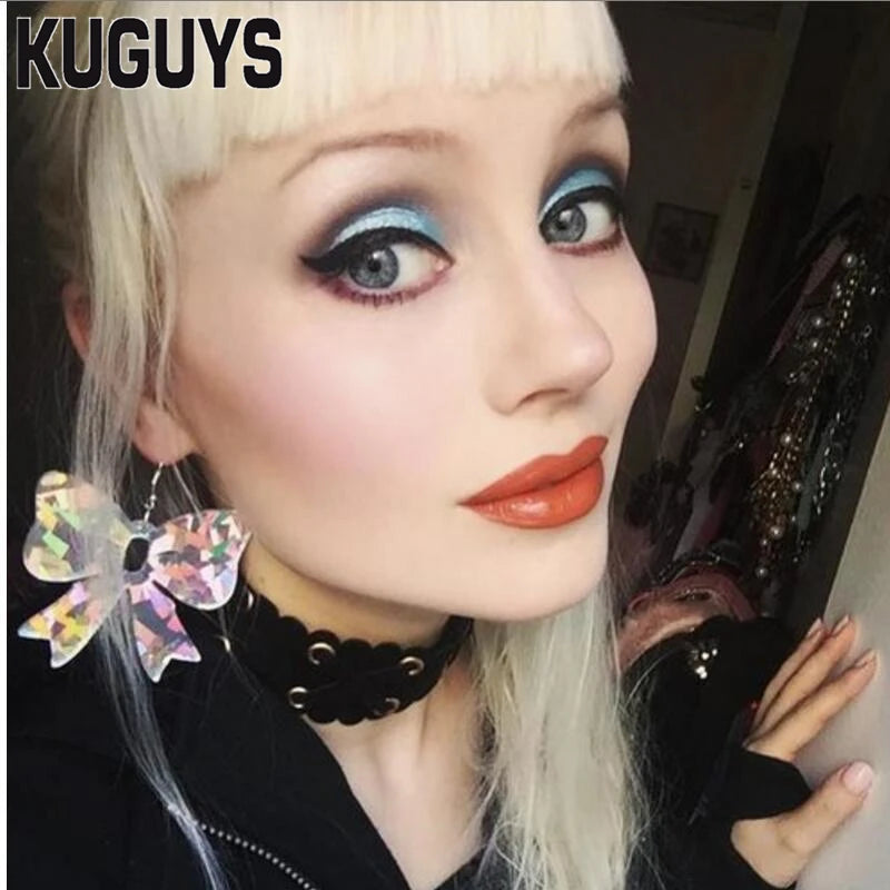 Laser Acrylic Bowknot Fairy Large Drop Earrings for Women - Trendy Fashion Accessories by KUGUYS