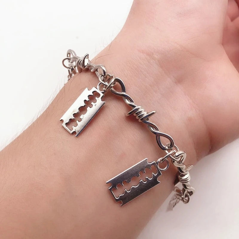 Small Wire Brambles Iron Alloy Unisex Bracelet | Women’s Hip-Hop Gothic Punk Blade Barbed Wire Thorns Bracelet | Unique Gifts