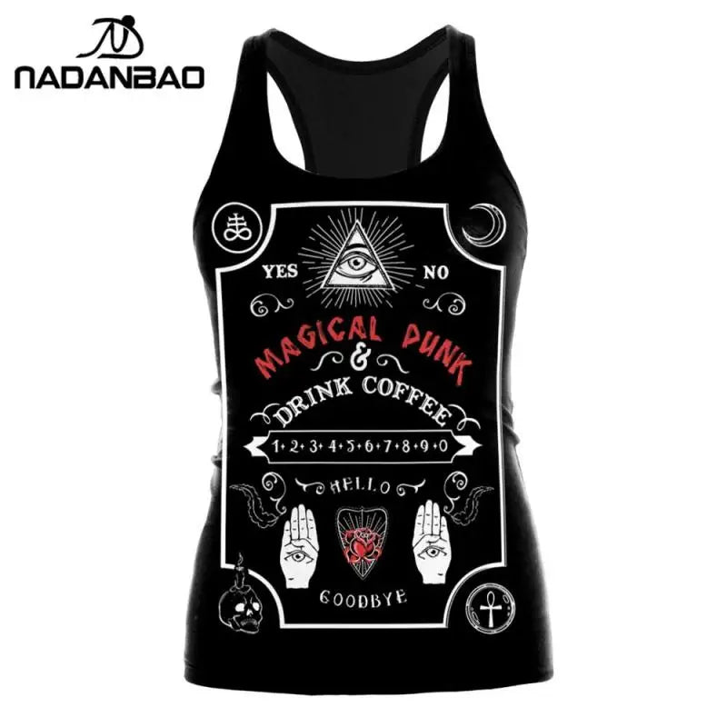 HOT Various Punk Rock Skulls Skeletons Ouija Prints Racer Back Women’s Tank Tops