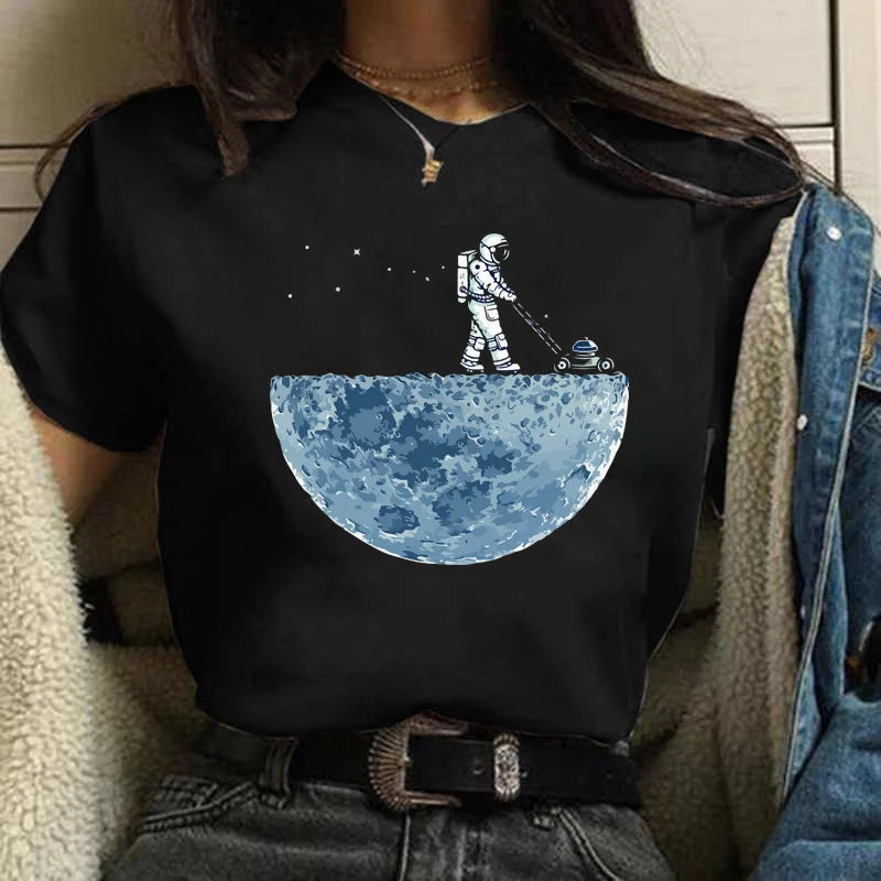 Intergalactic Juggler Round Neck Short Sleeved Graphic Tee Shirt