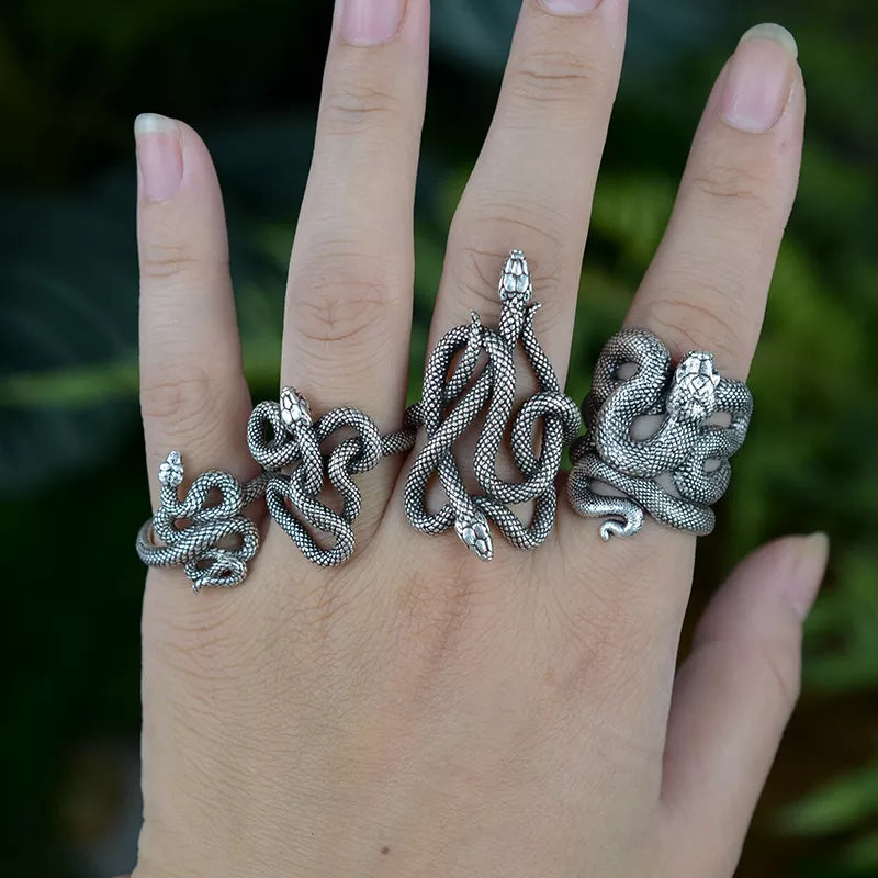 Gothic Witch Pagan Serpent Snake Ring - Adjustable Occult Amulet Jewelry | Wicca Gift