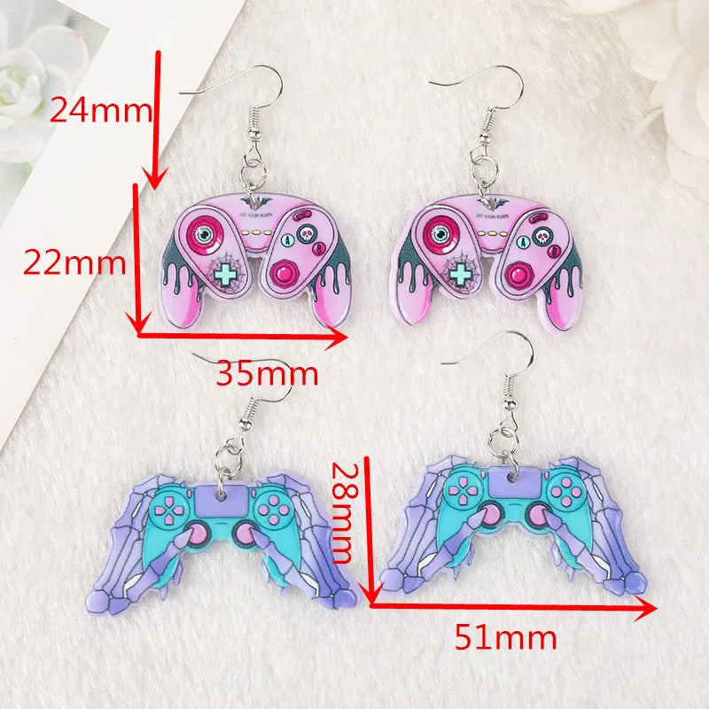 1 Pair of Pastel Goth Halloween Skeleton Hands Controller Dangle Earrings - Lovely Jewelry Gift for Women's Birthday