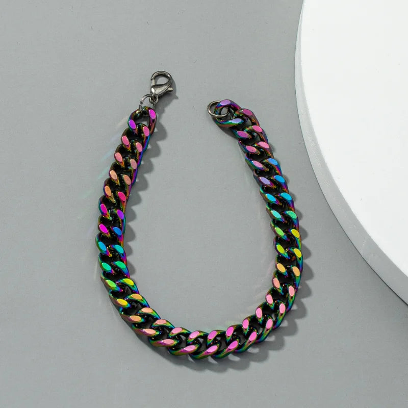 Fashion Jewelry Rainbow Metal Chain Bracelet - On Trend, Hot Selling One-Layer Colorful Fine Bracelet