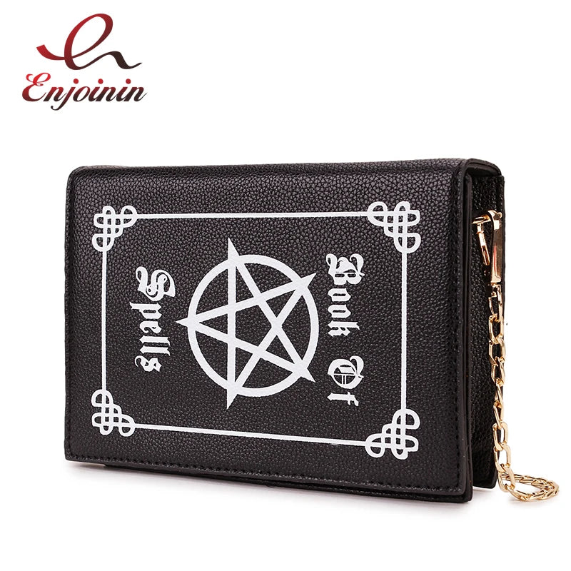 Magic Book Shape Clutch for Women | Black Book of Spells Chain Shoulder Bag | Small Purses and Handbags Girls Crossbody Bag Fashion