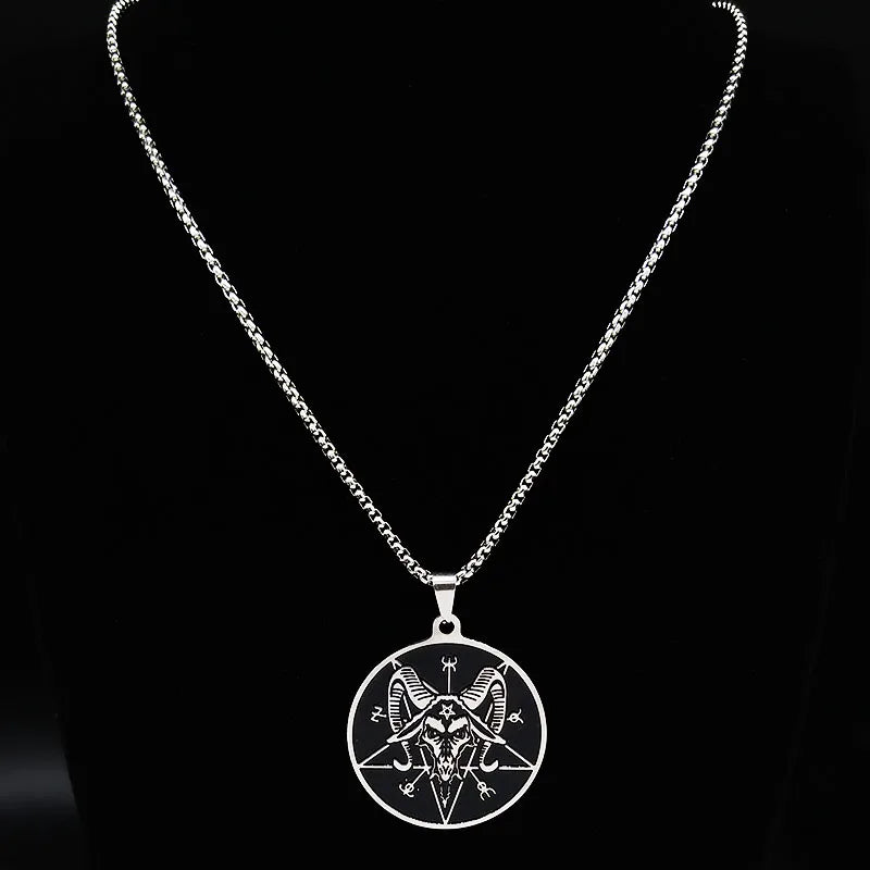 2024 Fashion Sheep Head Satan Stainless Steel Necklaces Men Black Enamel Necklace Chain Jewelry Gift Jewelry bisuteria N7524S03