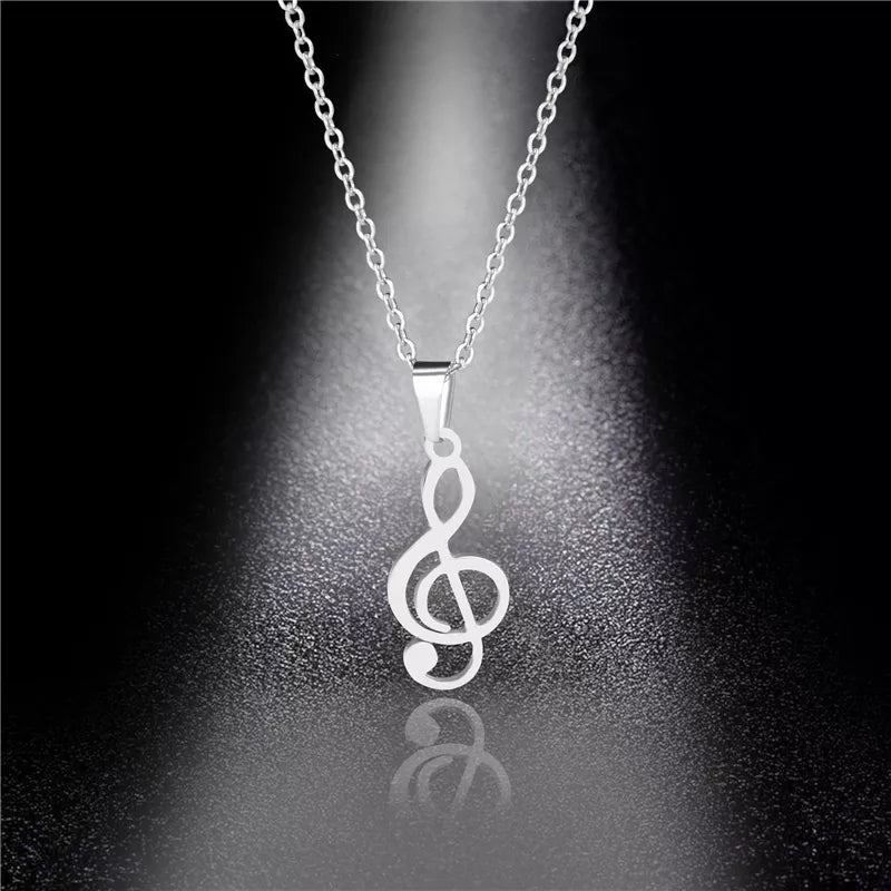 Hollow Musical Note Pendant Necklace - Stainless Steel, Perfect for Parties, a Unique Jewelry Gift