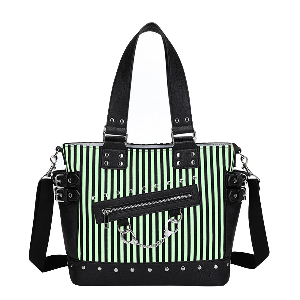 Punk Gothic Luminous Strip Handbag Messenger Shoulder Bag - Women’s Crossbody Canvas Tote