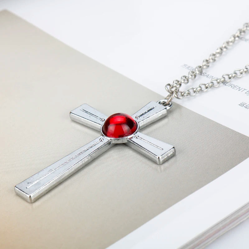 Fashionable Vampire Knight Necklace - Akashiya Moka Seal Cross Logo Metal Pendant, Cosplay Jewelry