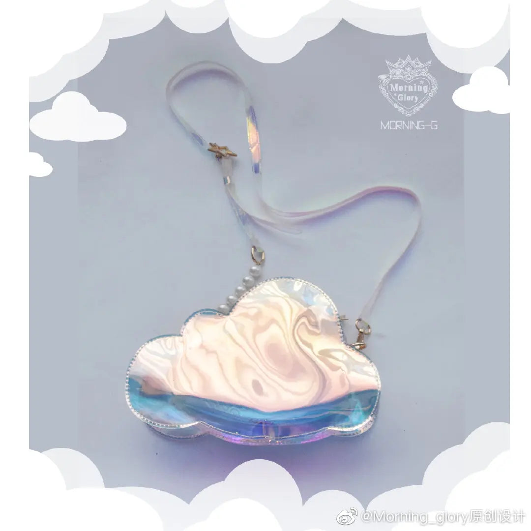 Kawaii Laser Moon and Star Shape Purses and Handbags | Lolita Cloud Shape Clear Cosplay Crossbody Shoulder Bag