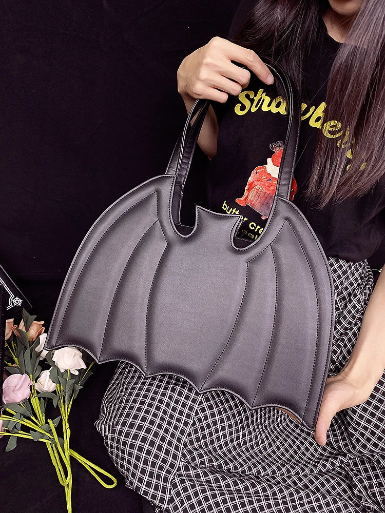 Goth Dark Style Bat Shape Women Handbag and Purse Halloween Party Lolita Girls Black Hand Bags Punk Designer Animal Clutch