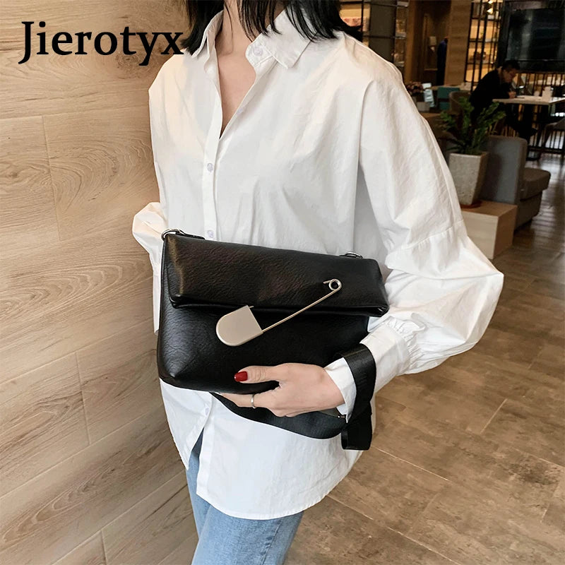 JIEROTYX Women's New Crossbody Bag 2020 – Spring Fashion Square Leather Shoulder Messenger Bag, Huge Clip Design