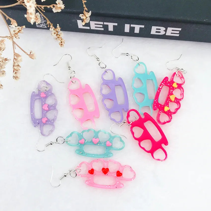 Kawaii Flatback Resin Knuckle Drop Earrings - Multicolor Resin Jewelry for Girls and Women