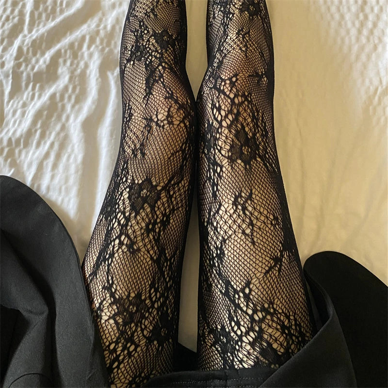 Women's Rattan Sexy Stockings - New Club Party Anti-Snagging Flowers Tights, Fishnet Mesh Pantyhose