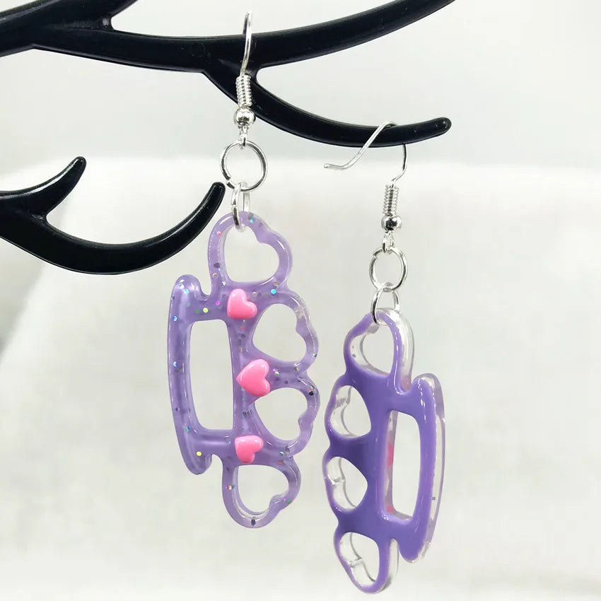 Kawaii Flatback Resin Knuckle Drop Earrings - Multicolor Resin Jewelry for Girls and Women