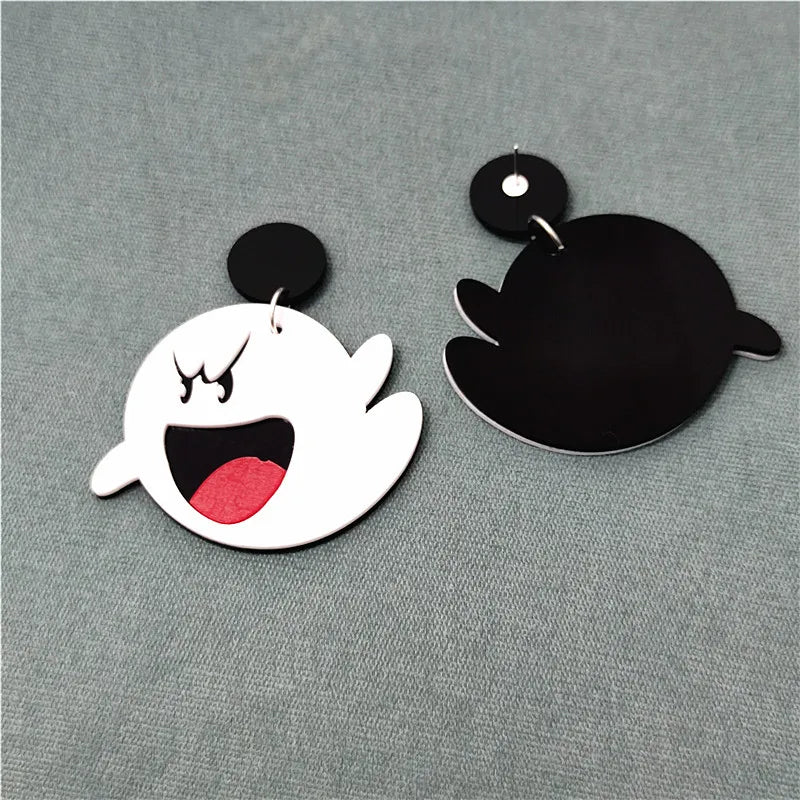 Halloween Funny Ghost Dangle Earrings for Women - White Cute Cartoon Acrylic Jewelry Classic Accessories by KUGUYS