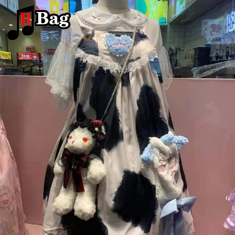 Harajuku Gothic Girl Lolita Kawaii Bear Doll Shoulder Bags | Soft Girls Cosplay Bloody Plush Crossbody Bag | Handbag Halloween Gifts