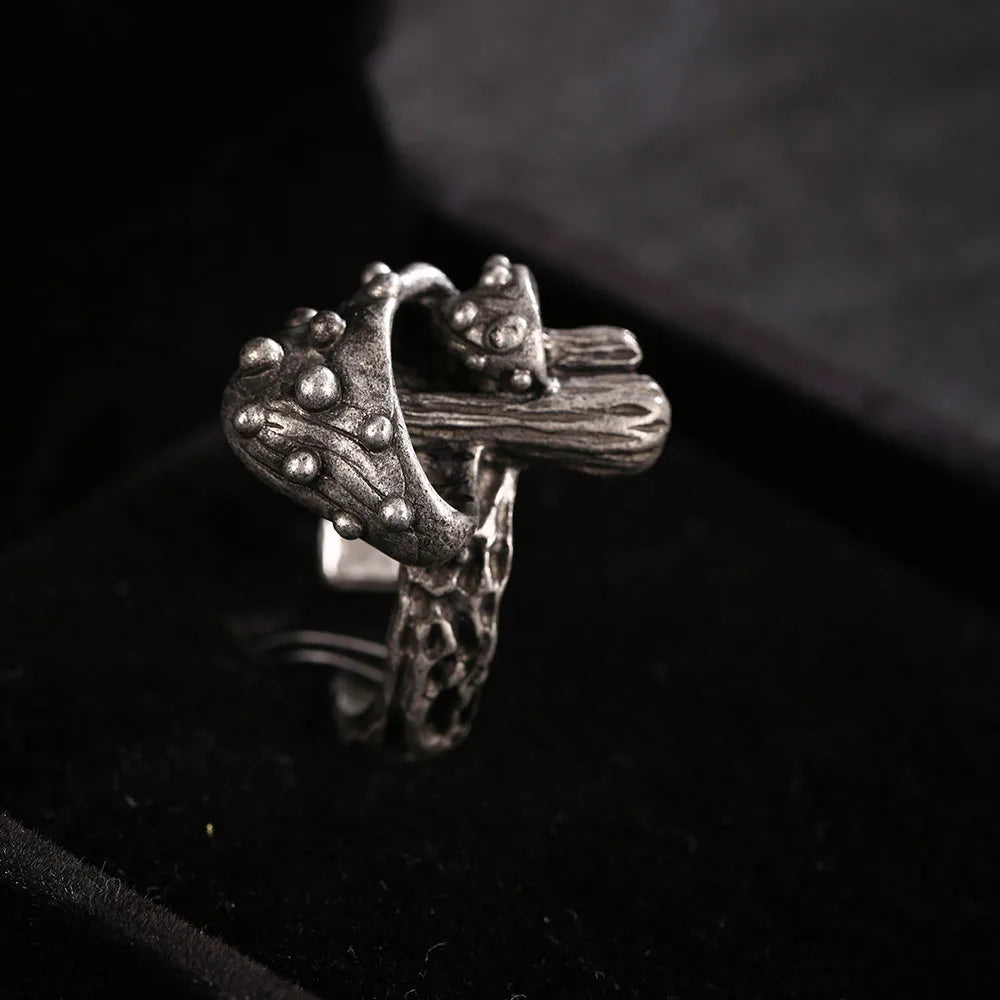 Vintage Dark Mushroom Adjustable Ring for Women - Gothic Punk Men’s Rings