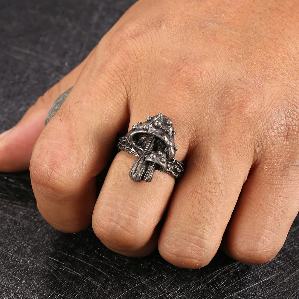 Vintage Dark Mushroom Adjustable Ring for Women - Gothic Punk Men’s Rings