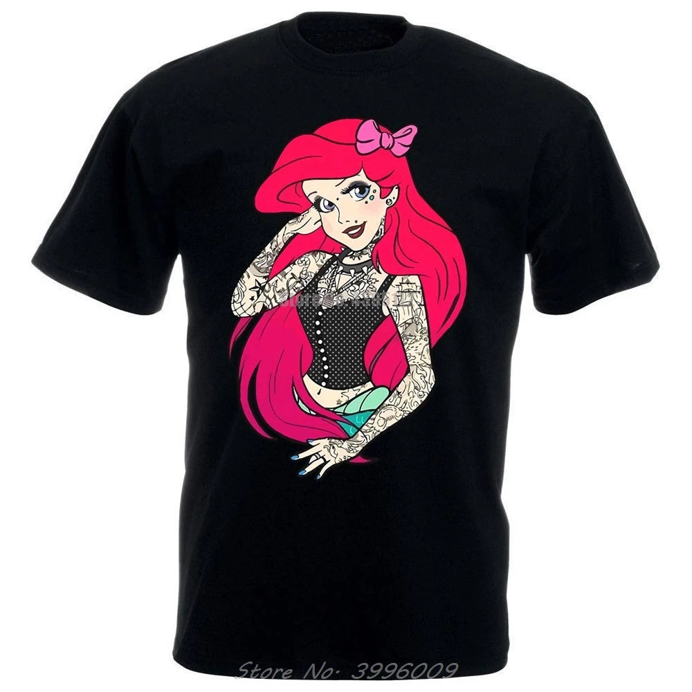 Gothic Pretty Punk Princess Swag Short Sleeve Cartoon Graphic Print Unisex T-Shirt