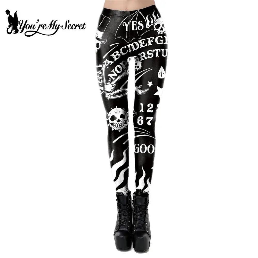 [You're My Secret] Ouija Board Leggings Women 3D Printed Trousers Satan Head Devil Leggins Fitness Workout Elastic Pants Legins