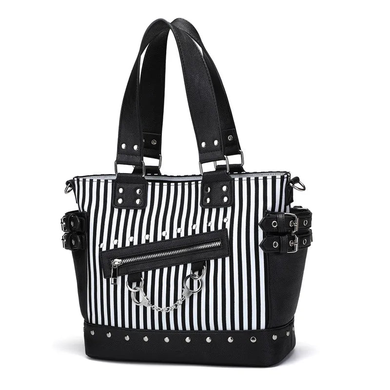 Punk Gothic Luminous Strip Handbag Messenger Shoulder Bag - Women’s Crossbody Canvas Tote