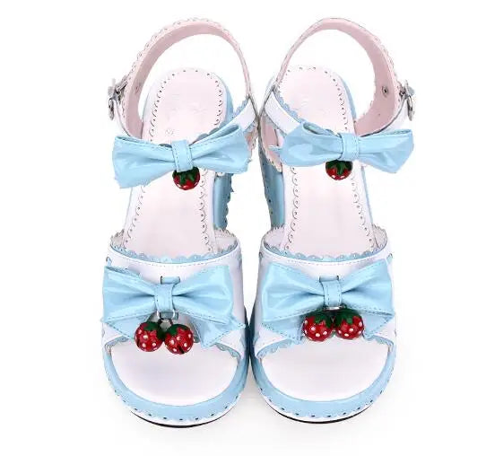 Angelic imprint woman mori girl lolita cosplay shoes lady trifle heel wedges pumps women princess summer dress sandals 33-47 bow