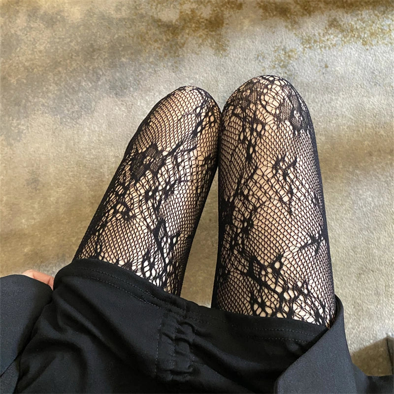 Women's Rattan Sexy Stockings - New Club Party Anti-Snagging Flowers Tights, Fishnet Mesh Pantyhose