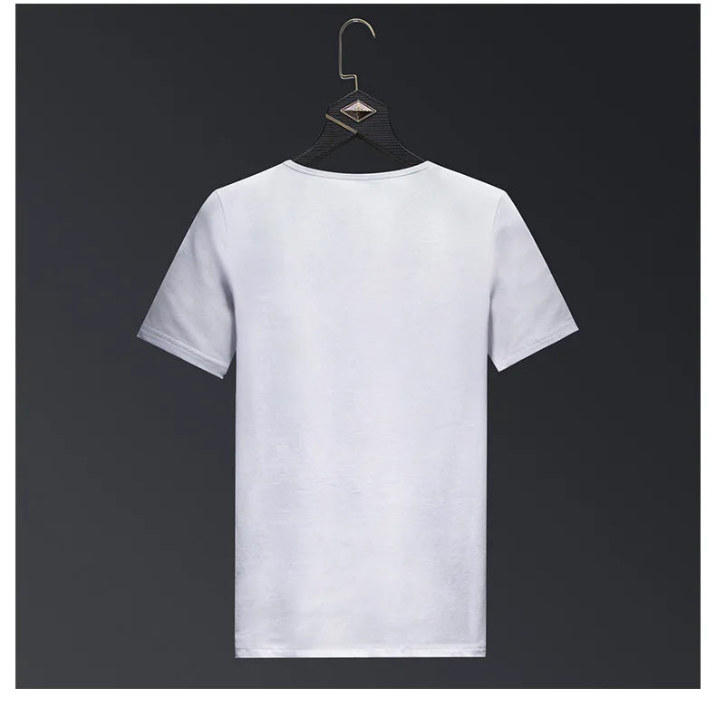 Plus Size 2024 Fashion Men’s Skull Rhinestone T-Shirt - Short Sleeve O-Neck Slim Fit Streetwear Camiseta